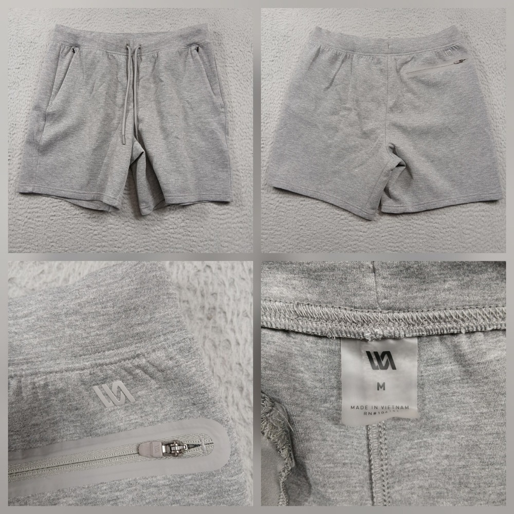 Men's Gray Athletic Lounge Shorts Size M‎ Drawstring Zip Pocket